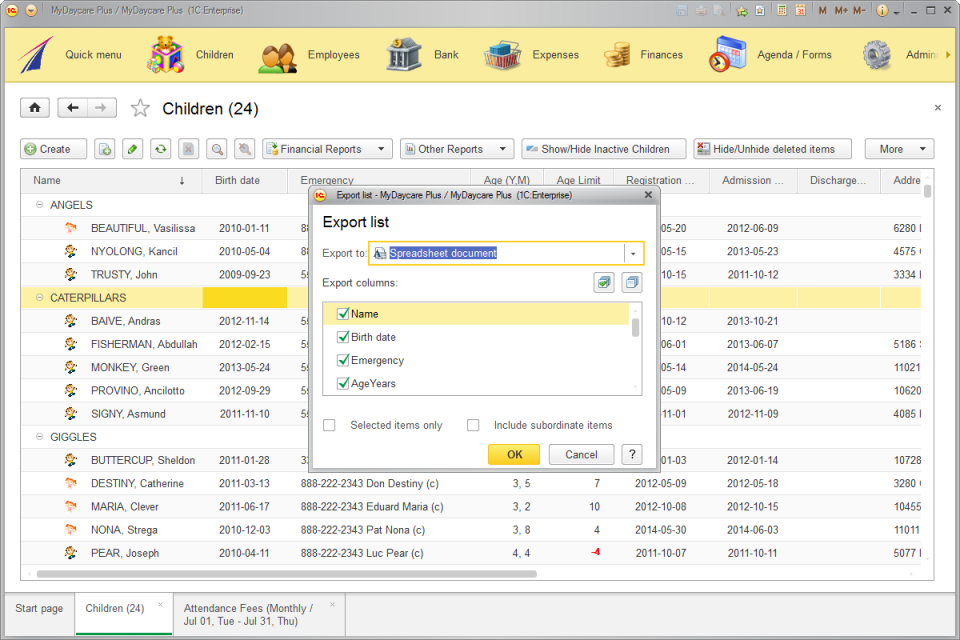 screenshot of MyDaycare Plus